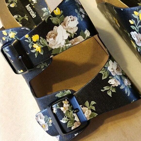 𝅺Kensie Floral Buckled Slip On Wedge Sandals Wenda Model Compare to Birkenstock - Picture 4 of 8
